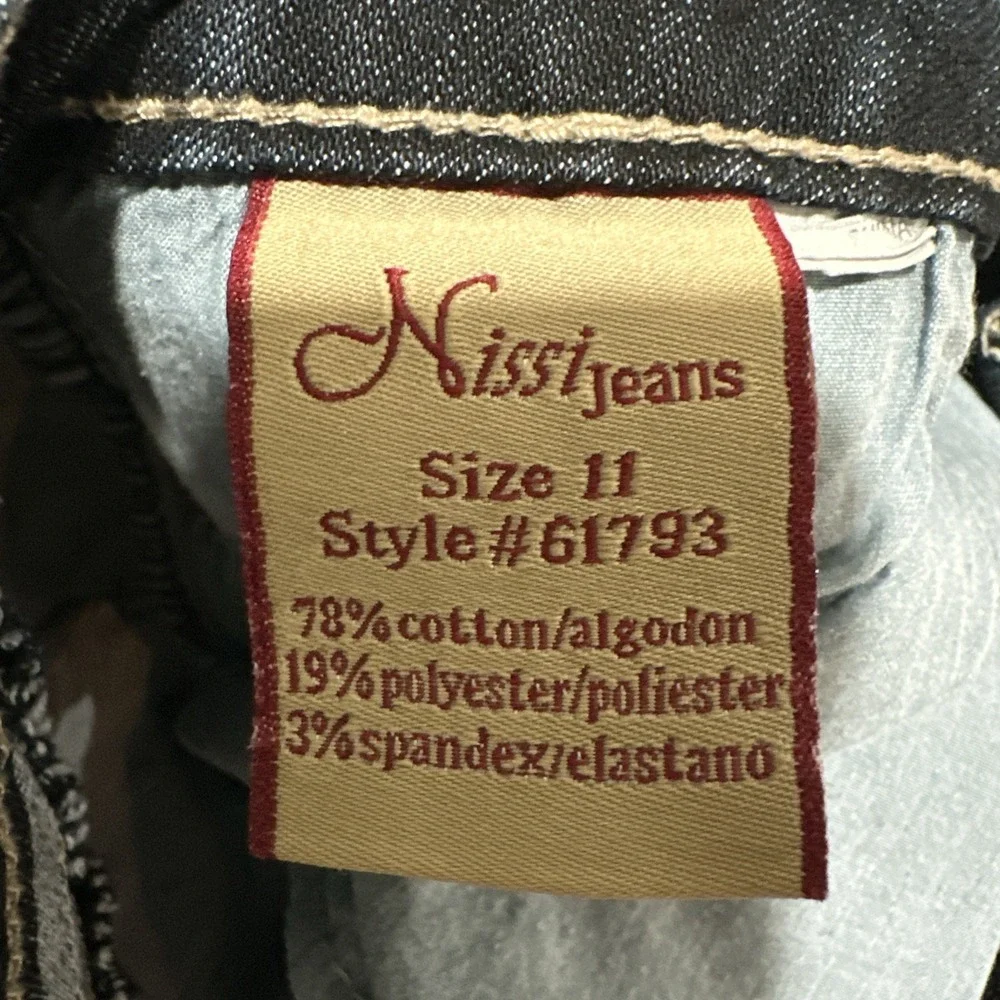 Nissi Premium Denim Jeans Women's 11 Blue Dark Wash‎ Straight Leg Low Rise Flare